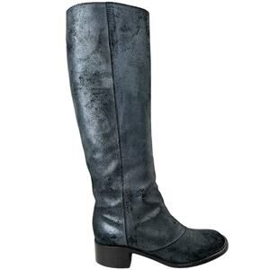 DEVI KROELL Tall Leather Boots in Black & Metallic Silver W's Sz. 36.5 EU / US 6